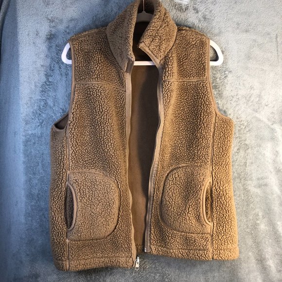 Mountain Lake Women's Small Reversible Vest Beige Sherpa Pockets Sleeveless - Picture 8 of 8